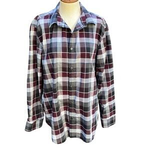 Calvin Klein Mens Plaid Button Down Shirt Size Large